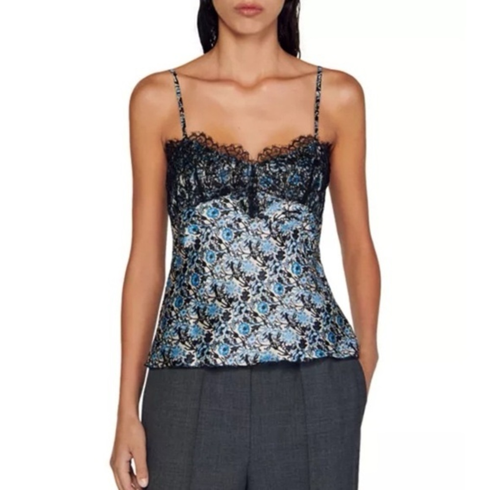 SANDRO Floral Lace Camisole